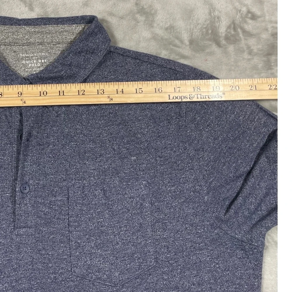 Banana Republic Quick Dry Luxury Sport Polo Shirt‎ Men's Large Blue Heathered